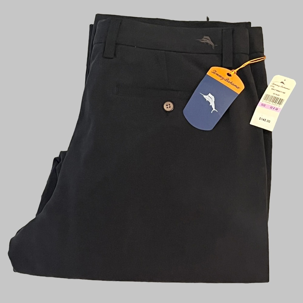 Tommy Bahama St Thomas Pants Mens 32x30 Black Flat Front Silk New